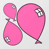 ピンクの幸せなバルーン3つのサイズのウィンドウにしがみつく ウィンドウサイン (シート)