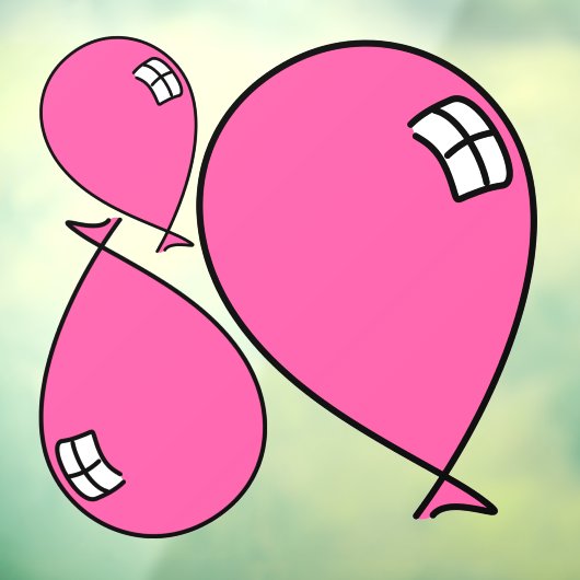 ピンクの幸せなバルーン3つのサイズのウィンドウにしがみつく ウィンドウサイン (シート3)