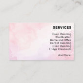 ピンクの幸せな明るいクリーン清掃レディーサービス 名刺 (裏面)