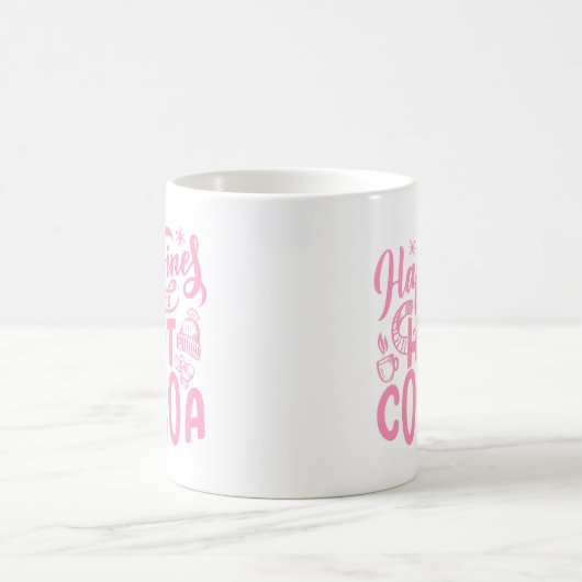 ピンクの幸せはホットココア コーヒーマグカップ (中央)