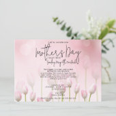 ピンクの幻想的なチューリップの母の日スクリプト ブランシュ、 招待状 (スタンド正面)