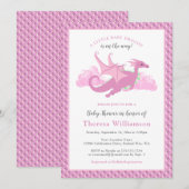 ピンクの幻想的なドラゴン 赤ちゃんのシャワー 招待状 (正面/裏面)