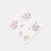 ピンクの幻想的な花柄の女の子のベビーシャワー スタンダードカクテルナプキン (角)