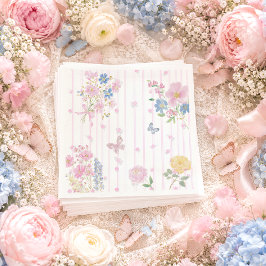 ピンクの幻想的な花柄の女の子のベビーシャワー スタンダードカクテルナプキン
