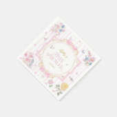 ピンクの幻想的な花柄の女の子のベビーシャワー スタンダードカクテルナプキン (角)