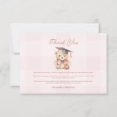 ピンクの幼稚園くまさん卒業式 サンキューカード (正面)