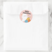 ピンクの幽霊とキャンディのハロウィーンシール ラウンドシール (バッグ)