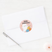 ピンクの幽霊とキャンディのハロウィーンシール ラウンドシール (封筒)