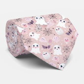 ピンクの幽霊とハロウィーンの要素のシームレスなパターン ネクタイ (ロール)