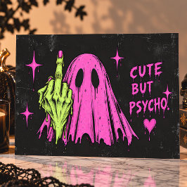 ピンクの幽霊の中指ハロウィン シーズンカード