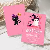 ピンクの幽霊ウィッチキッズハロウィーンの衣装パーティー 招待状