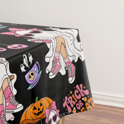 ピンクの幽霊ガール ハロウィン かわいい スプーキー テーブルクロス (インサイチュ)