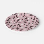 ピンクの幽霊スカルラヴェンスキャッツハロウィンパターン ペーパープレート (アングル)