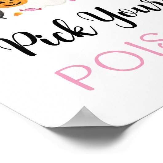 ピンクの幽霊ハロウィーンあなたの毒ドリンクの看板を選ぶ ポスター (角)