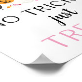 ピンクの幽霊ハロウィーンいいえトリックだけで看板 ポスター (角)