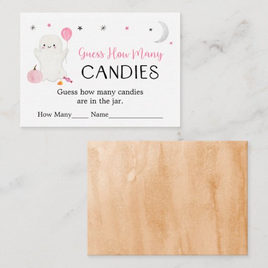 ピンクの幽霊ハロウィーン推測ゲームの数 エンクロージャーカード (正面/裏面)