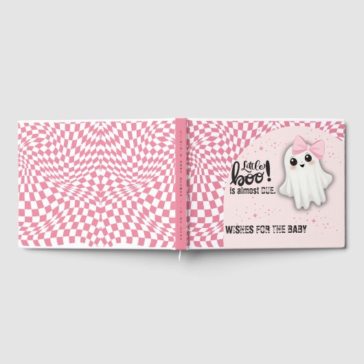 ピンクの幽霊リトルブーはほとんど赤ちゃんシャワー ゲストブック (全面)