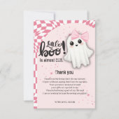 ピンクの幽霊リトルブーはほとんど赤ちゃんシャワー サンキューカード (正面)