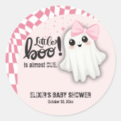 ピンクの幽霊リトルブーはほとんど赤ちゃんシャワー ラウンドシール (正面)