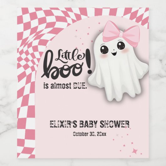 ピンクの幽霊リトルブーはほとんど赤ちゃんシャワー ワインラベル (シングルラベル)