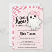 ピンクの幽霊リトルブーはほとんど赤ちゃんシャワー 招待状 (正面)