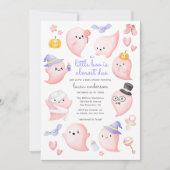 ピンクの幽霊少しブーはほとんど赤ちゃんシャワーが必要 招待状 (正面)