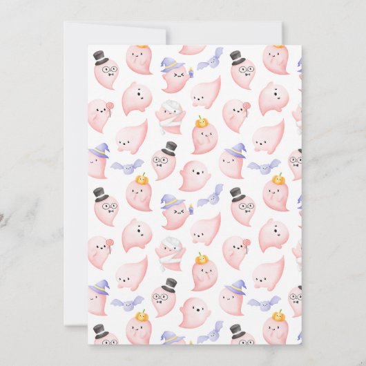 ピンクの幽霊少しブーはほとんど赤ちゃんシャワーが必要 招待状 (裏面)