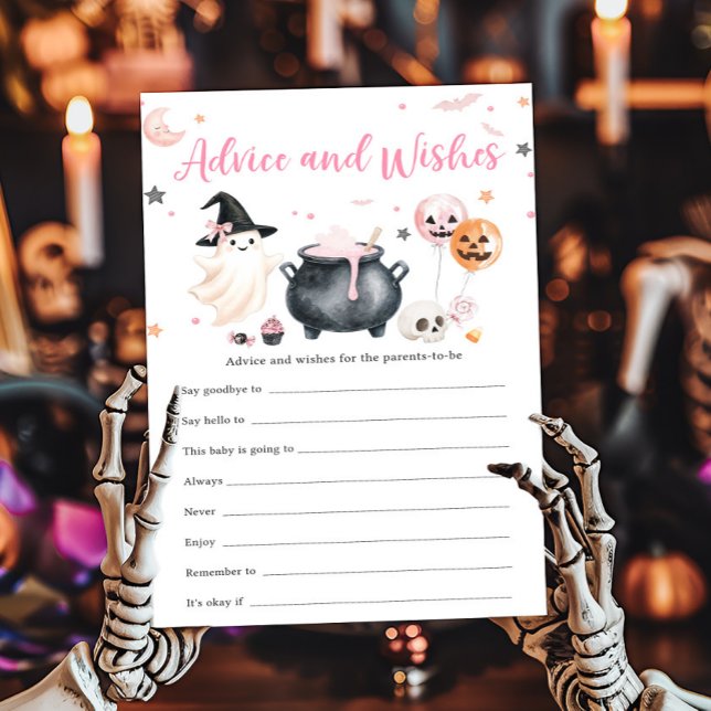 ピンクの幽霊 リトルブーの助言と願い事ゲーム (Girl Little Boo Baby Shower Advice and Wishes Game)
