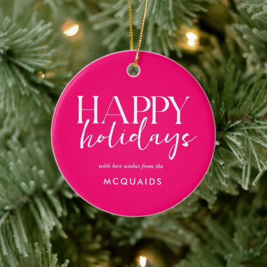 ピンクの幾何モダンクリスマス セラミックオーナメント (ツリー)