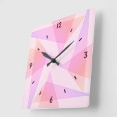 ピンクの幾何学壁時計 スクエア壁時計 (傾斜)