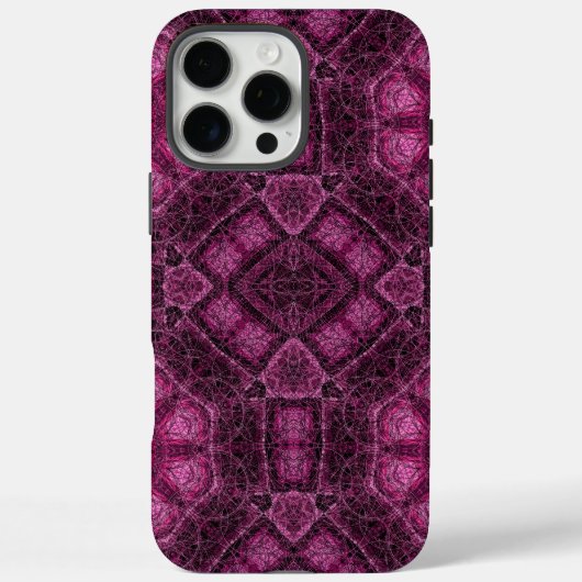 ピンクの幾何学模様と曼荼羅の花の光 Case-Mate iPhoneケース (裏面)