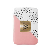 ピンクの幾何学的および水玉模様 バスマット (正面縦)