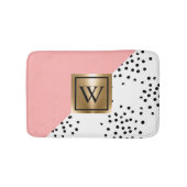 ピンクの幾何学的および水玉模様 バスマット (正面)