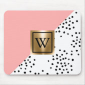 ピンクの幾何学的および水玉模様 マウスパッド (正面)