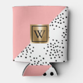 ピンクの幾何学的および水玉模様 缶クーラー (正面)