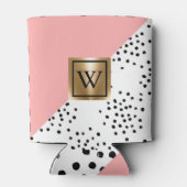 ピンクの幾何学的および水玉模様 缶クーラー (裏面)