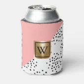 ピンクの幾何学的および水玉模様 缶クーラー (缶裏面)