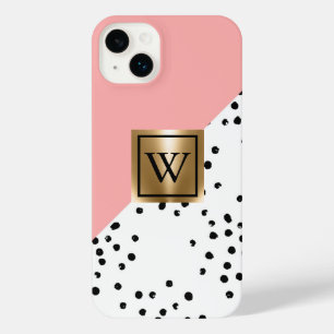 ピンクの幾何学的および水玉模様 iPhone 14 PLUSケース