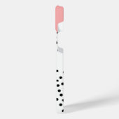 ピンクの幾何学的および水玉模様 iPhoneケース (左側面)