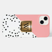ピンクの幾何学的および水玉模様 iPhoneケース (裏面横)