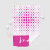 ピンクの幾何学的なパターンパーソナライズなゴルフタオル ゴルフタオル (インサイチュ)