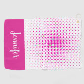 ピンクの幾何学的なパターンパーソナライズなゴルフタオル ゴルフタオル (横)