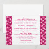 ピンクの幾何学的な三角形のインフォメーションカード 招待状 (正面/裏面)