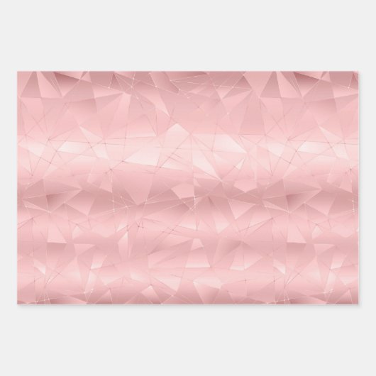 ピンクの幾何学的な三角形のグリッターがおしゃれでスタイリッシュ ラッピングペーパーシート (正面2)