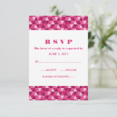 ピンクの幾何学的な三角形の応答カード 出欠カード (スタンド正面)