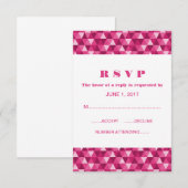 ピンクの幾何学的な三角形の応答カード 出欠カード (正面/裏面)