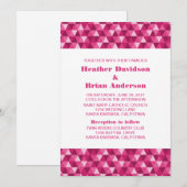 ピンクの幾何学的な三角形の結婚式の招待 招待状 (正面/裏面)