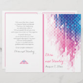 ピンクの幾何学的な三角形モダンの結婚式プログラム (正面/裏面)