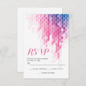 ピンクの幾何学的な三角形モダンの結婚式RSVP 出欠カード (正面/裏面)