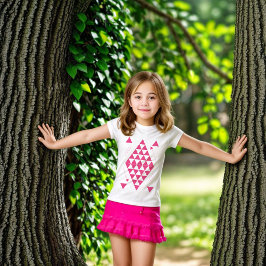 ピンクの幾何学的な三角形 Tシャツ